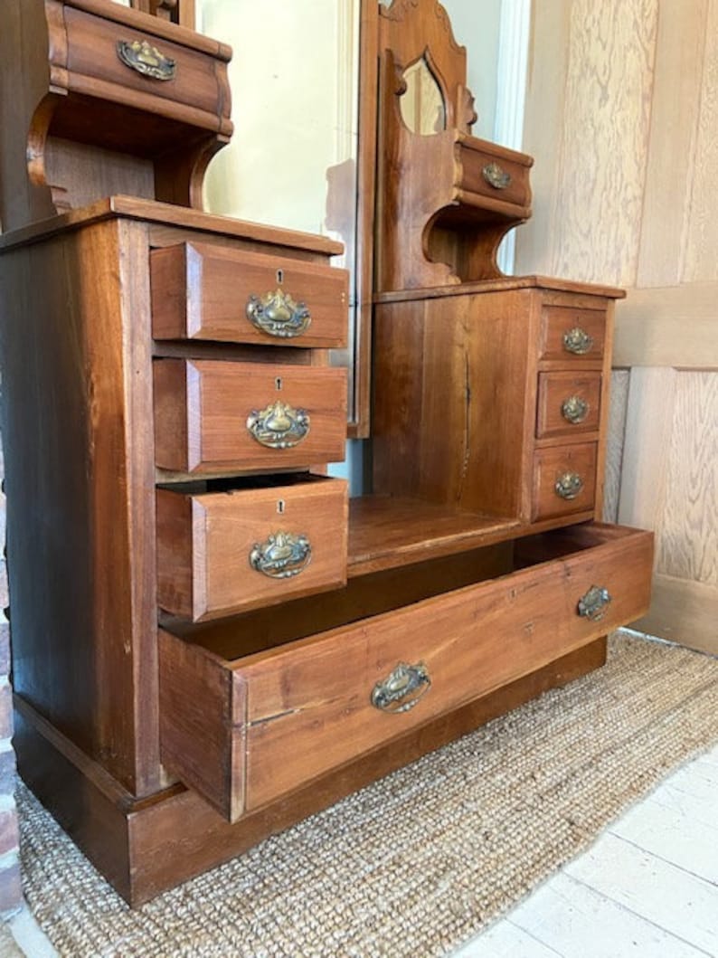 Antique Edwardian Dressing Table With Full Length Mirror Etsy UK