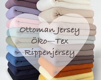 Ottoman jersey / Oeko-Tex / pink/blue/yellow/gray/from 50 cm