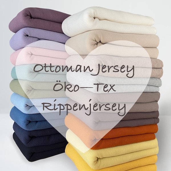 Ottoman Jersey / Öko-Tex / rosa/blau/gelb/grau/ab 50cm