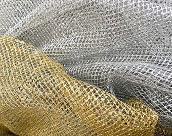 Soft tulle - gold / silver tulle fabric, mesh, fabrics for sewing, craft fabrics, nylon tulle/from 50 cm, Christmas, glitter tulle, DIY