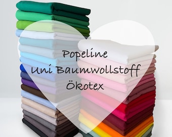 Poplin 100% cotton - Öko-Tex, cotton, plain cotton, many colors, cotton fabric, sold by the meter, black, white, multicolored, pink, blue/ from 50 cm