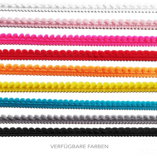 1 m  Mini  pomponborte , 12 Farben zur Auswahl