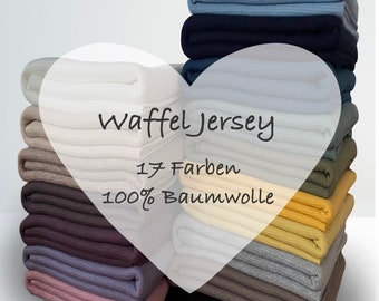 Waffel Jersey - 100% Baumwolle /Öko-Tex /rosa, taupe, sand, beige, melange, grau, weiß, mint, blau, gelb, pastel, schwarz