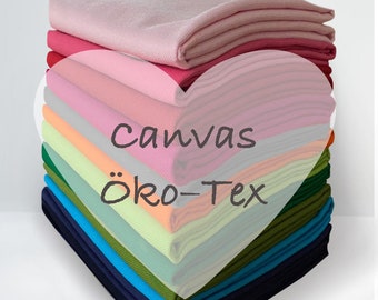 Canvas fabric - Solid cotton/ Oeko-Tex/ grey/pink/blue/ from 50 cm