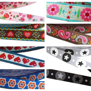 1 m woven ribbon - various designs - 10 mm wide - polyester