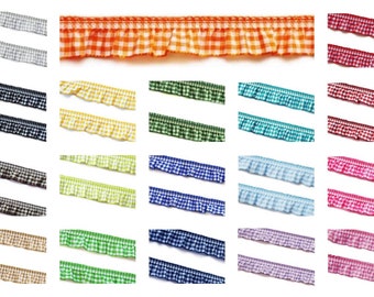 1 m checked ruffle strap /20 mm/ 18 colours to choose from.