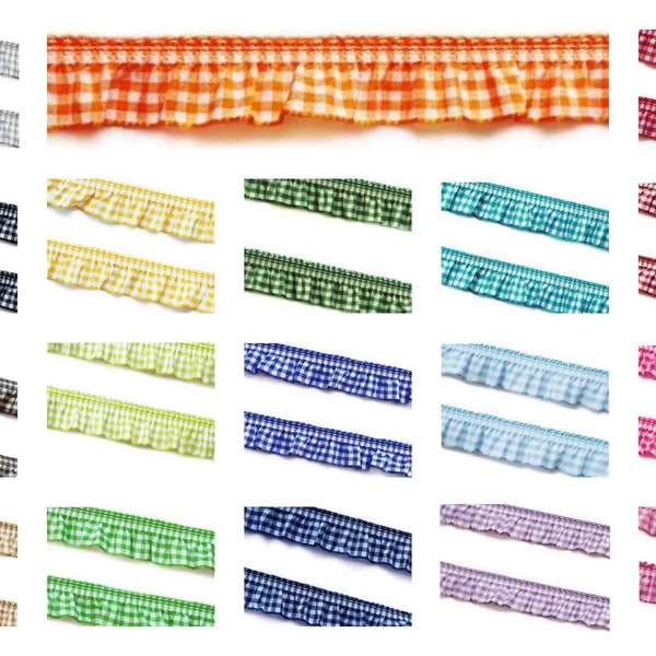 1 m checked ruffle ribbon /20 mm/ 18 colors to choose from.