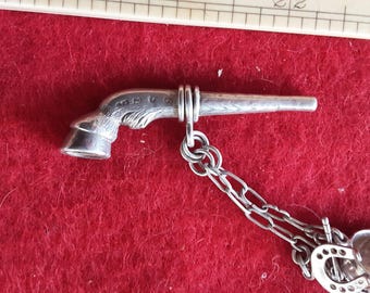 Clé de montre de poche jambe de cheval antique en argent sterling