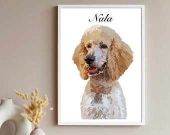 Impresiones digitales de retratos de mascotas personalizados / Regalo para amantes de los gatos y los perros, amigos y familiares / Arte minimalista para mascotas / Regalo de Navidad Perro, gato, mascota
