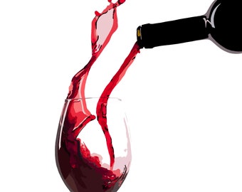 Rotwein gießen | Wein-Druck | Haus und Küche Dekor | Housewarminggeschenk für Freund