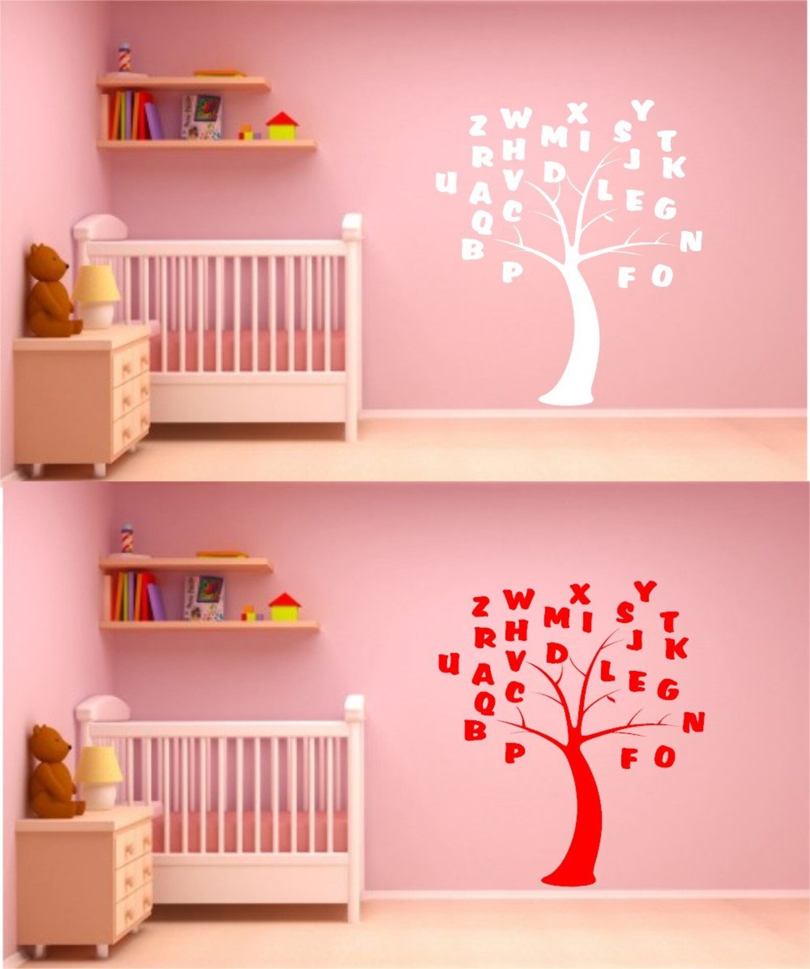 Tree Wall Art Decal Abc Kids Learning Tree Decal Vinyl Decor Etsy