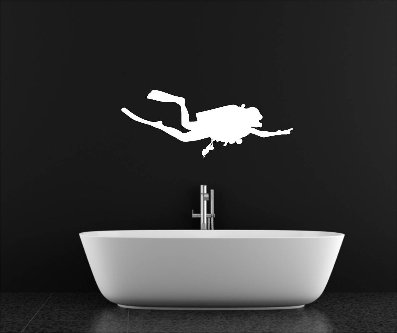 Diver Wall Decal Vinyl Decor Bathroom Decal Lounge Wall Decal Art Decal