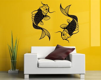 koi carp fish  Wall  Decal Vinyl Decor Nursery Decal Baby Wall Decal  Art Decal  Bedroom Decor Vinyl lounge wall decal fish decal