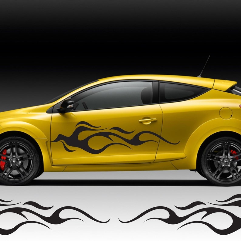 Large Car Flame Side Decal Sticker Art Decal Wall Decal Vinyl Etsy
