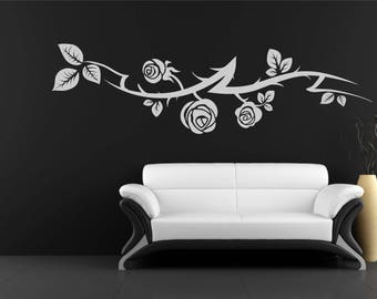 floral rose flower  Wall  Decal floral Vinyl Decor Nursery Decal Baby Wall Decal  Art Decal  Bedroom Decor Vinyl bathroom decal 008