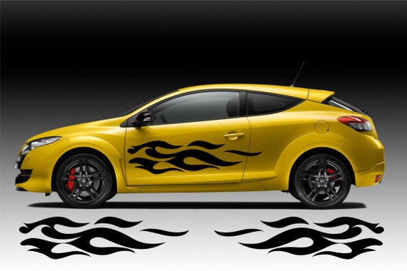 large car flame side decal sticker art decal Wall Decal Vinyl Decor Decal lounge Wall Decal Vinyl 002
