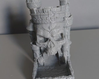 skull castle mini dice roller tower with tray/castle/skull dice tower /skull /DnD/Pathfinder/Tabletop RPG