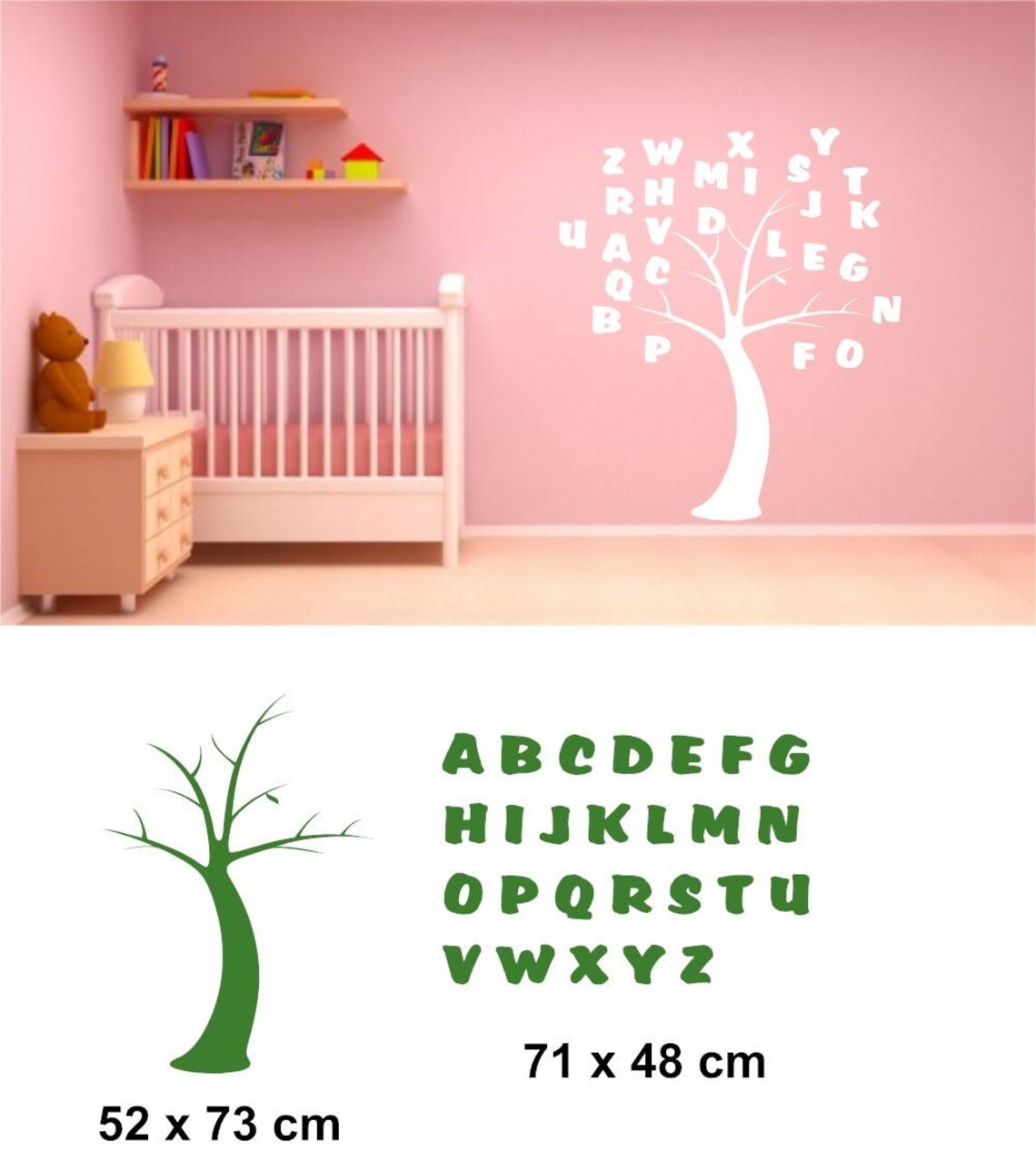 Tree Wall Art Decal Abc Kids Learning Tree Decal Vinyl Decor Etsy