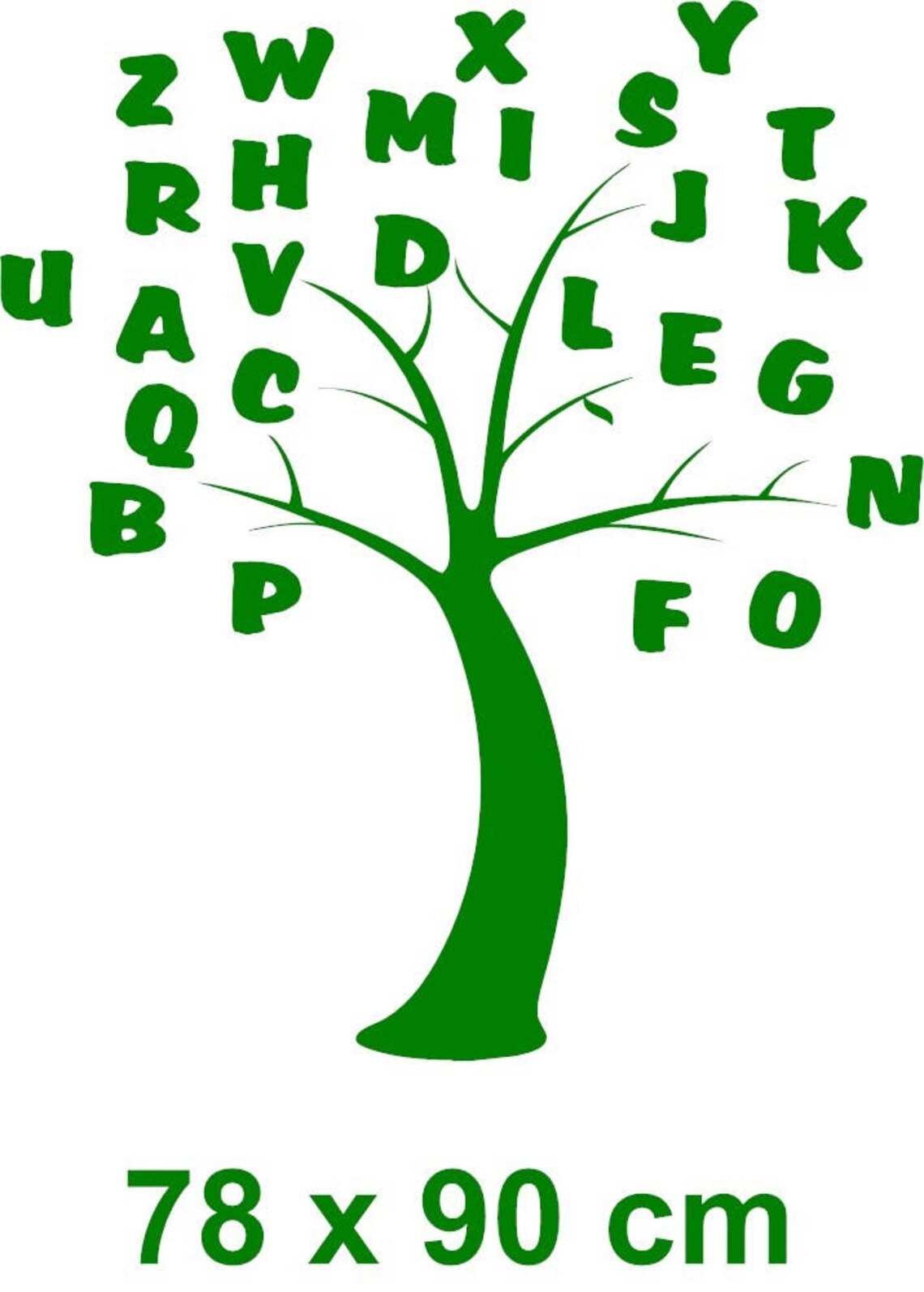 Tree Wall Art Decal Abc Kids Learning Tree Decal Vinyl Decor Etsy