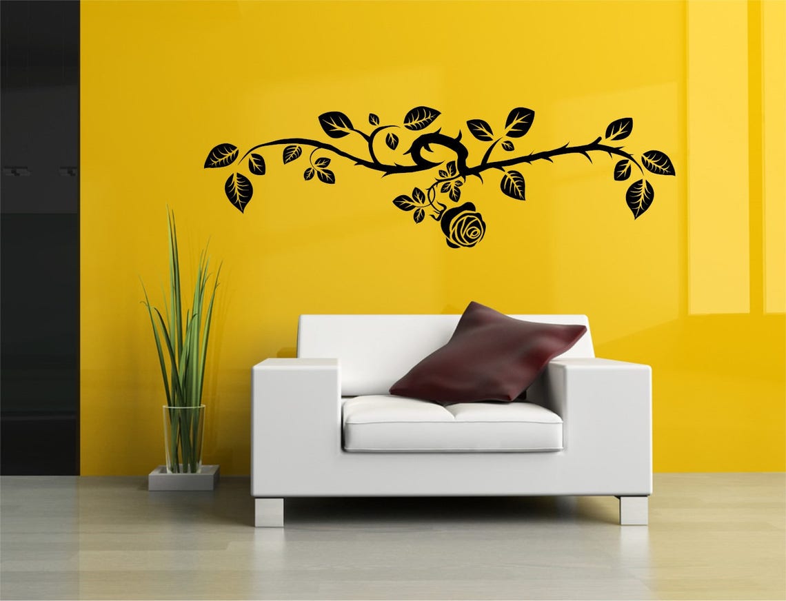 Floral Rose Flower Wall Decal Floral Vinyl Decor Nursery Decal Etsy