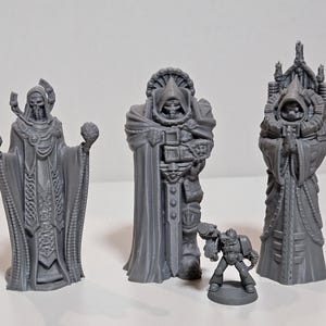 Gotiska statyer Terrängkatedralsceneri set 3 Grimdark krigsspelsstatyer rollspel 3 x manliga gotiska statyer för bordsspel