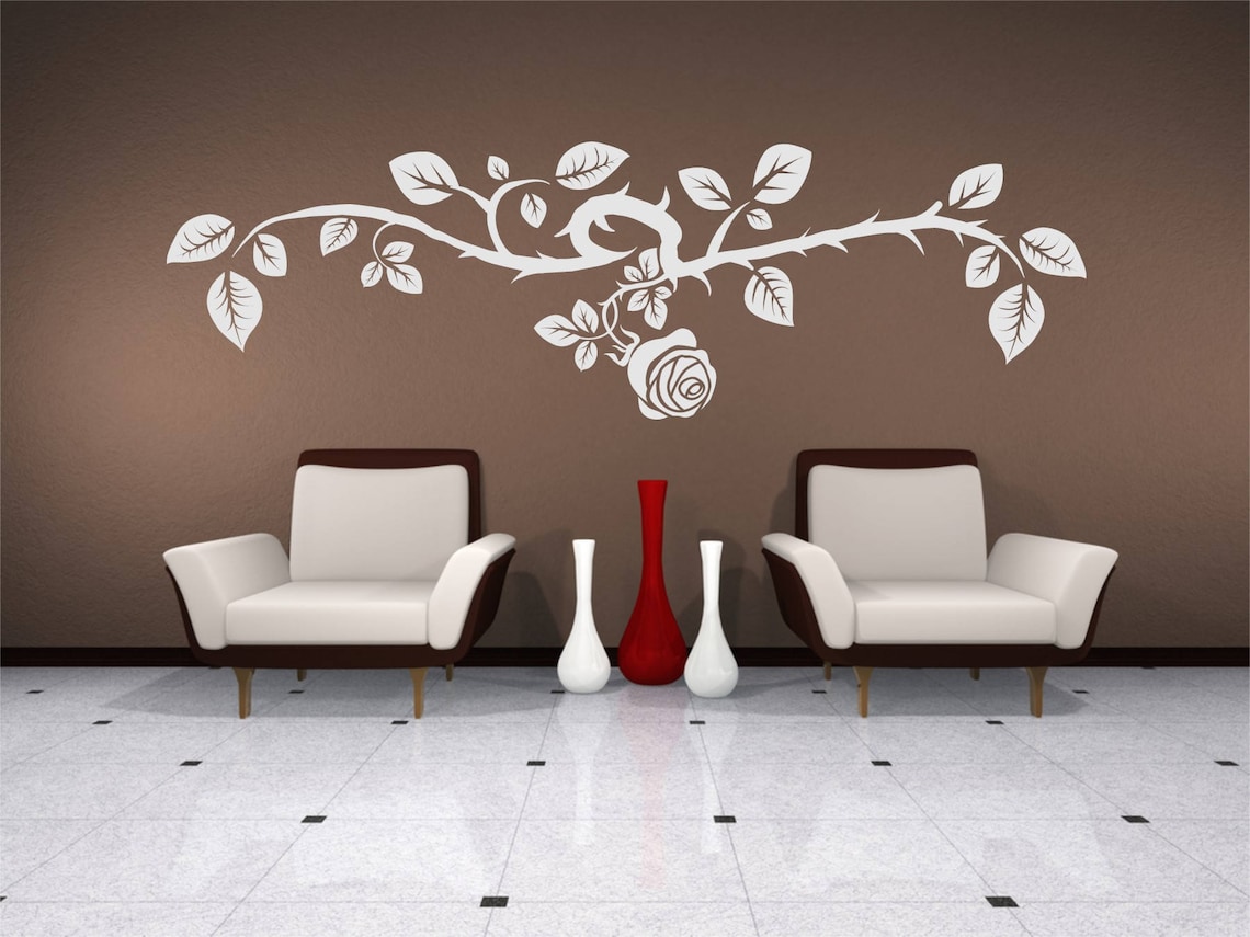 Floral Rose Flower Wall Decal Floral Vinyl Decor Nursery Decal Etsy
