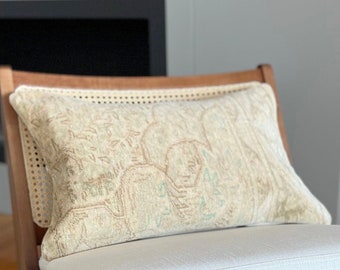 Capa de almofada lombar Kilim turca tecida à mão: decoração de fazenda Boho (16x24)