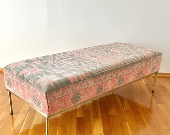 Banco Kilim Vintage, Banco Otomano, Bancos para Sala de Estar