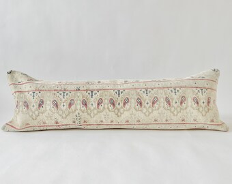 Extra Long Lumbar Kilim Pillow Cover, Handwoven Decorative Pillow