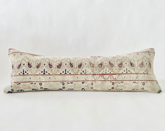 Extra Long Lumbar Kilim Pillow Cover, Turkish Pillow Cover