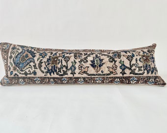 Capa de almofada Kilim lombar extra longa: almofada turca tecida à mão