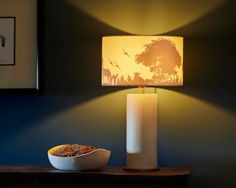 Luminária de mesa de cerâmica feita à mão: abajur com vista para a fazenda, decoração rústica para casa