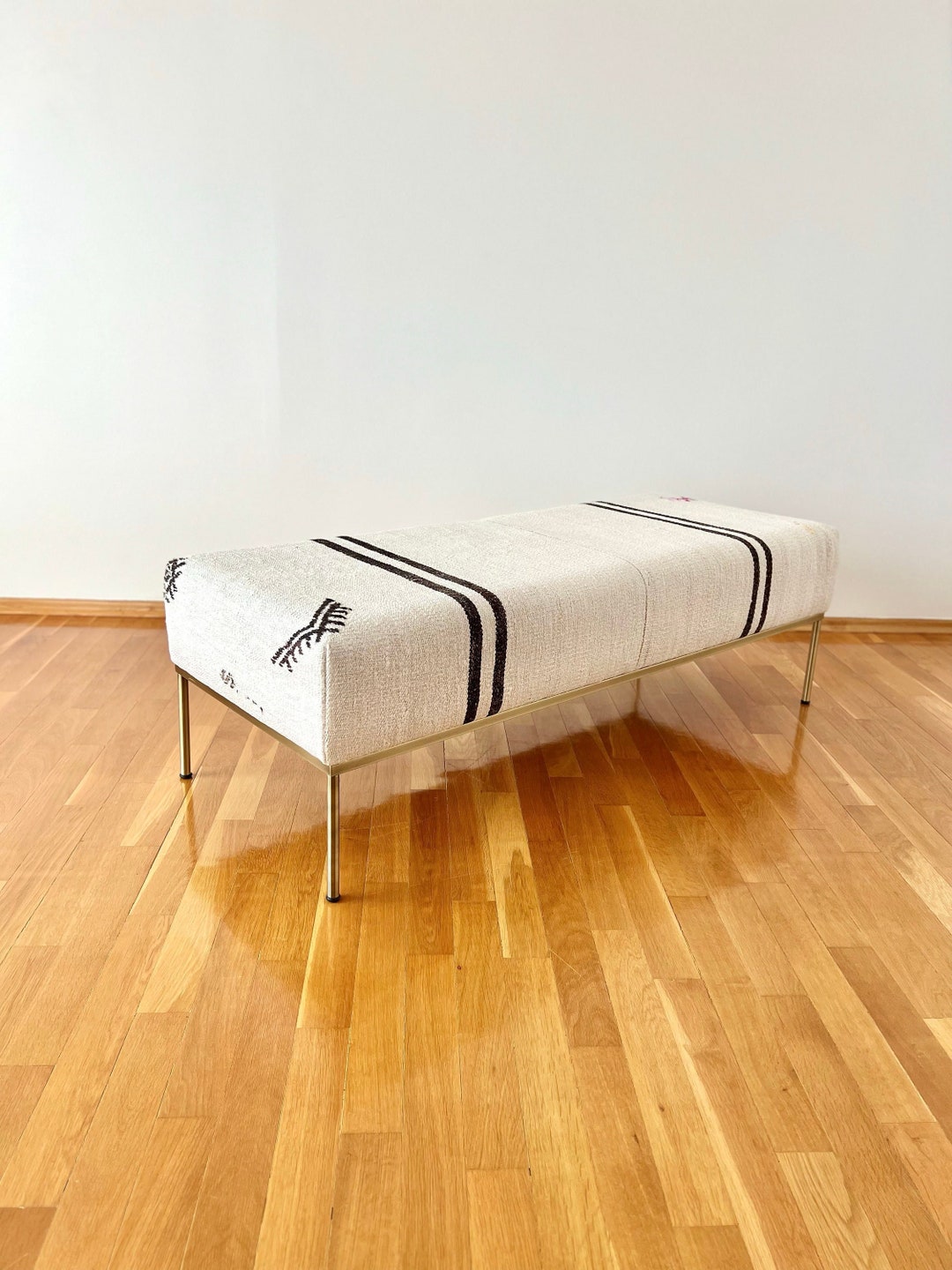 Vintage Hemp Kilim Bench, Ottoman Bench, Living Room Benches Etsy