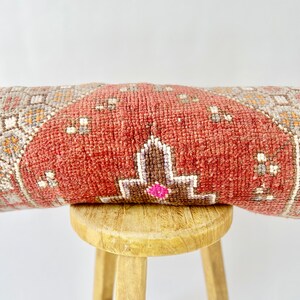 Pink Kilim Lumbar Pillow Case made from a vintage Turkish rug. Perfectly fits with boho styled homes. Usually used on couches or beds.