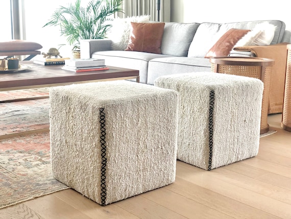Fabric cube ottoman pouf deals