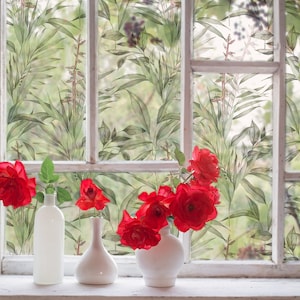 tropical design window film | self adhesive film | sandblasted design film | frosted window film | etched glass film | privacy window film