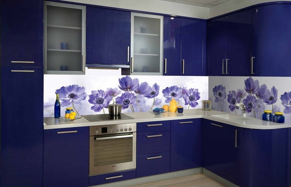 Cornflowers Kitchen Wall Panel Floral Wall Decals Tile Etsy
