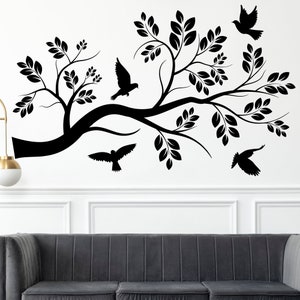 Tree Branch Wall Decal With Birds | Vinyl Sticker | Nature Wall Art ...