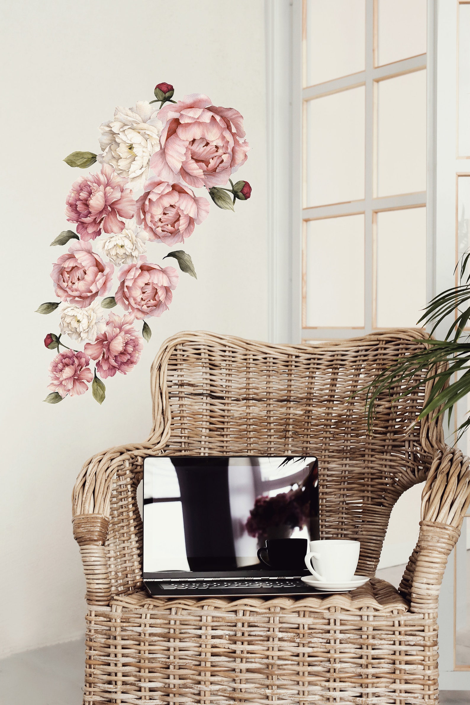 Peonies Wall Decal | Peonies Flowers Wall Decal | Peach Peony Wall ...