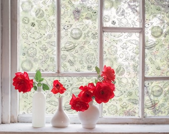 universe design window film | self adhesive film | sandblasted design film | frosted window film | etched glass film | privacy window film