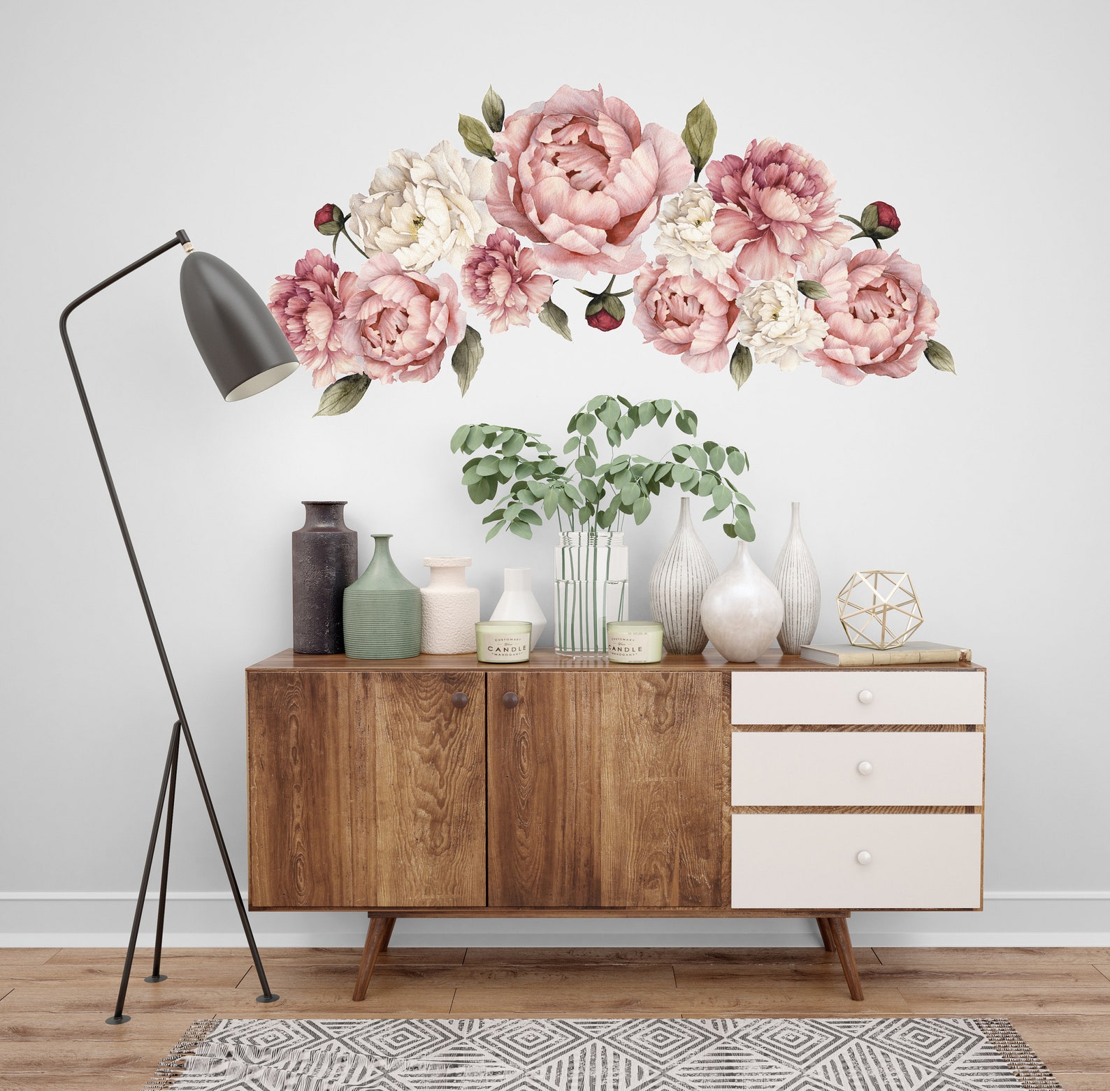 Peonies Wall Decal | Peonies Flowers Wall Decal | Peach Peony Wall ...