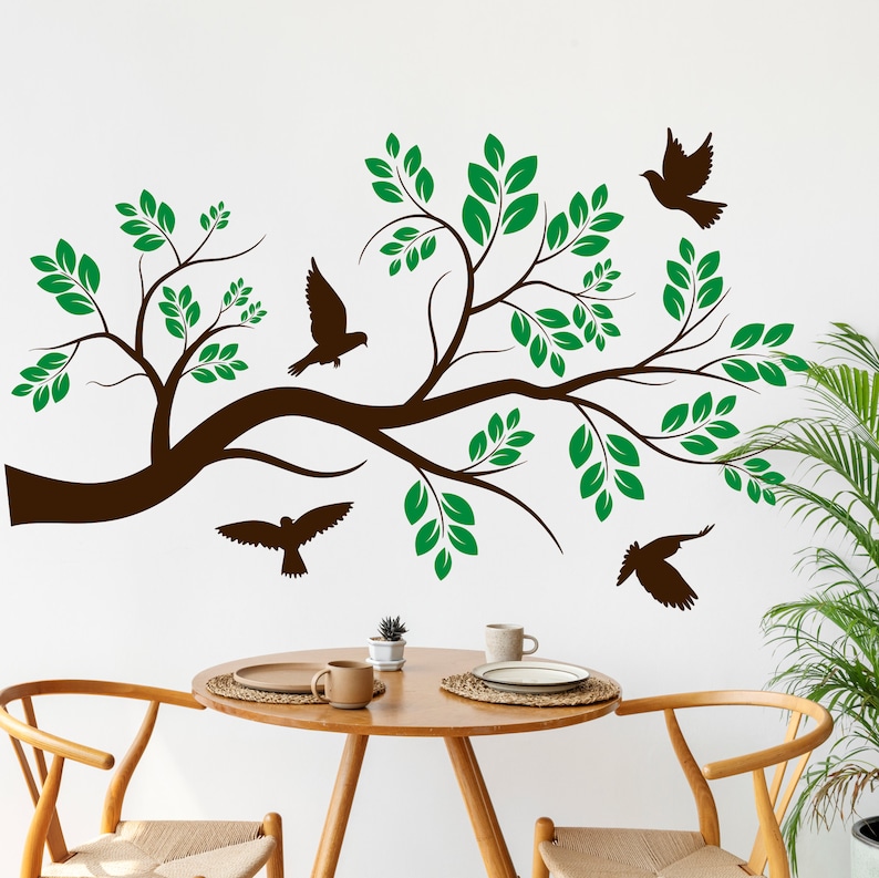 Tree Branch Wall Decal With Birds | Vinyl Sticker | Nature Wall Art ...