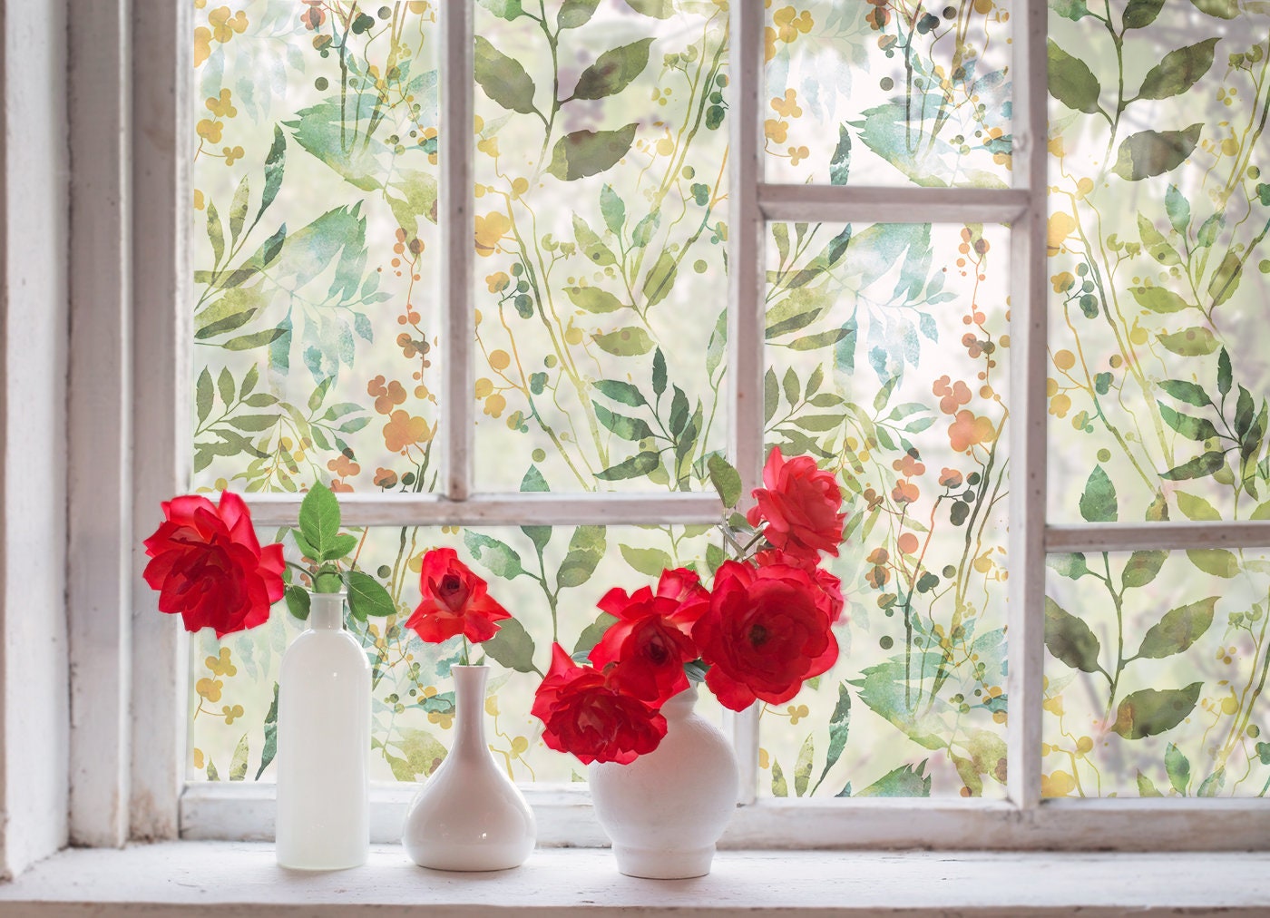 プライバシーウィンドウフィルム 蓮の花 たのしい 装飾フロスト