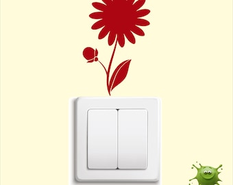 Flower Light Switch Decal | Floral Vinyl Sticker | Aesthetic Wall Decor | Outlet Cover Sticker | Minimalist Room Decor | Cute Flower Decal
