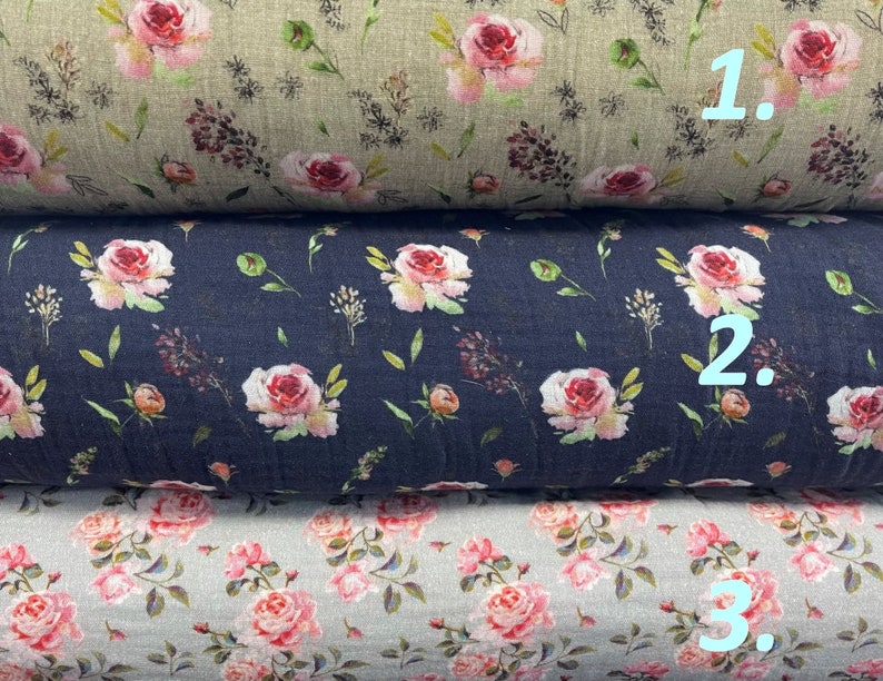 Vintage fabric by the yard muslin fabric flowers double Etsy