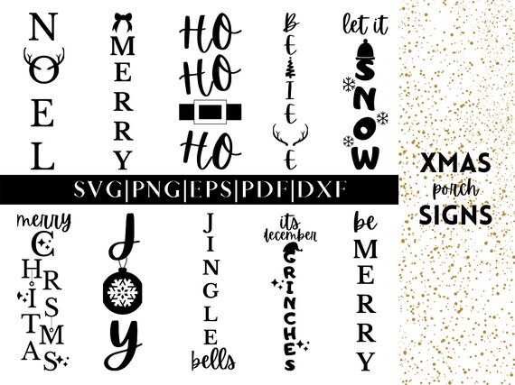 Download Christmas Vertical Porch Sign Svg Bundle 10 Instant Etsy