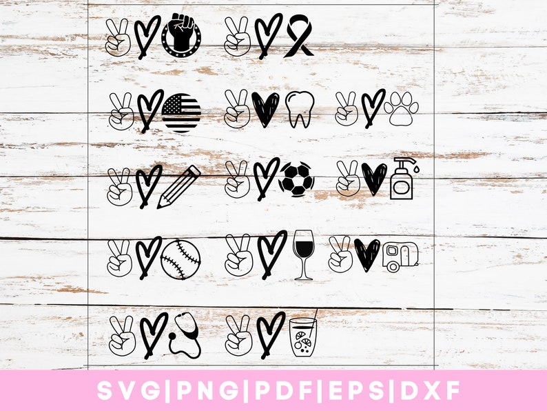 Download Peace Love SVG Design BundleInstant | Etsy