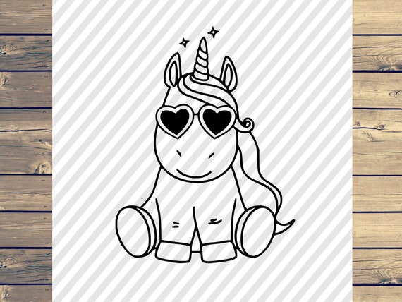 Baby Unicorn With Heart Shaped Sunglasses Svg