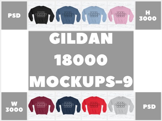 Gildan 18000 Mockups Etsy