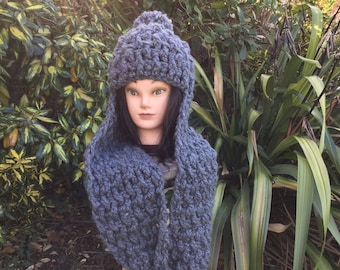 Hooded Cowl , Hooded Chunky Scarf , Hooded Scarf , Crochet Hooded Cowl , Chunky Cowl , Scarf with hood , Unisex hooded scarf